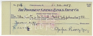 1957 Eppa Rixey Signed Bank Check